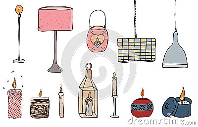 Sety cosy vector illustration elements Vector Illustration